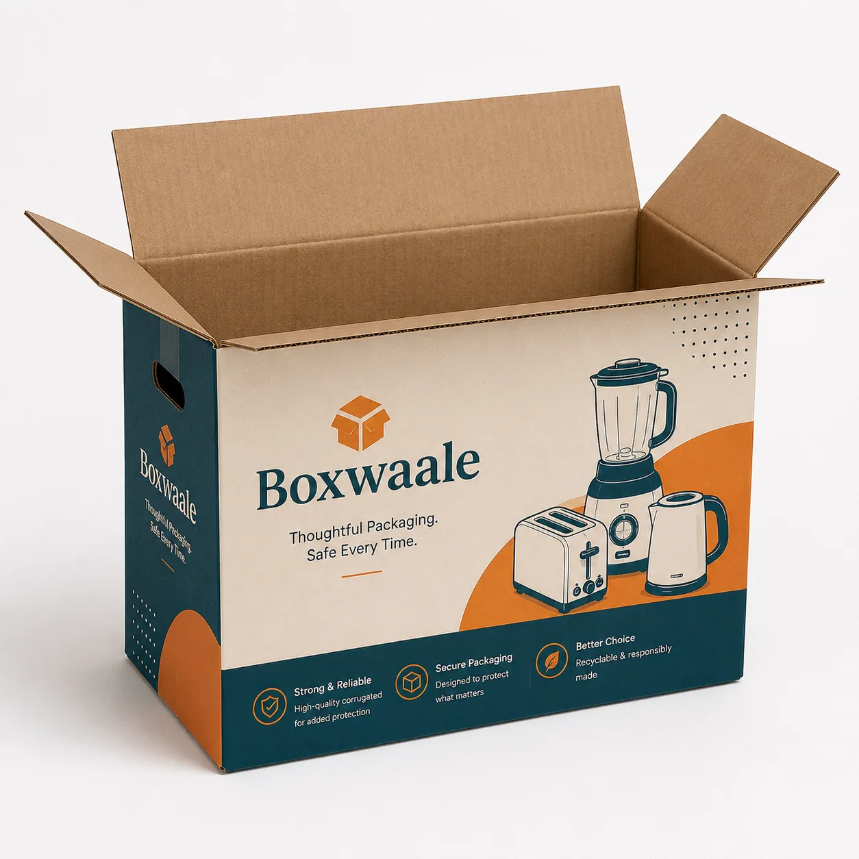 Top view of 5.75x13.5x8.75 inch custom printed carton box with adhesive tape seam