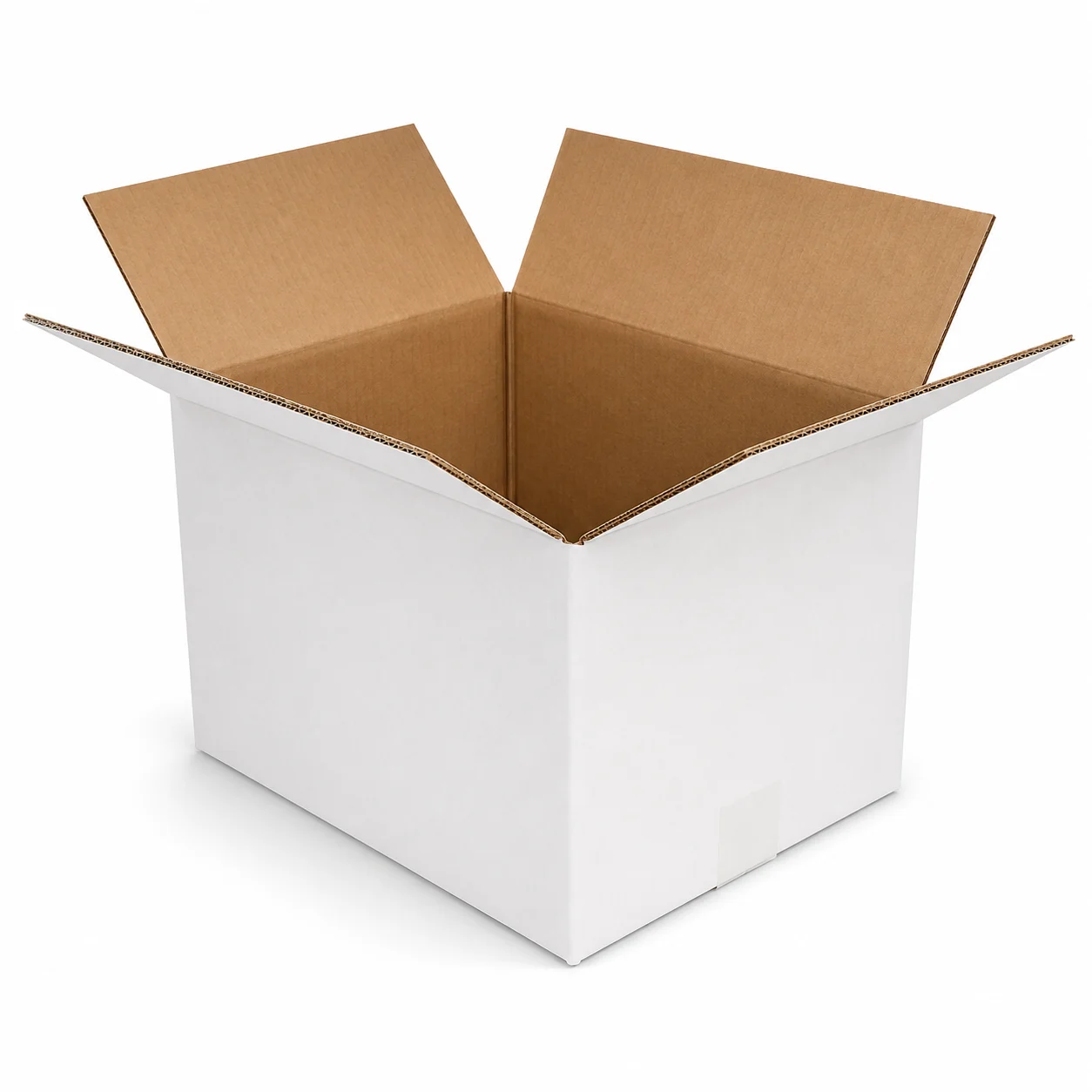 Side view of 10x13.5x7.75 inch white corrugated shipping carton