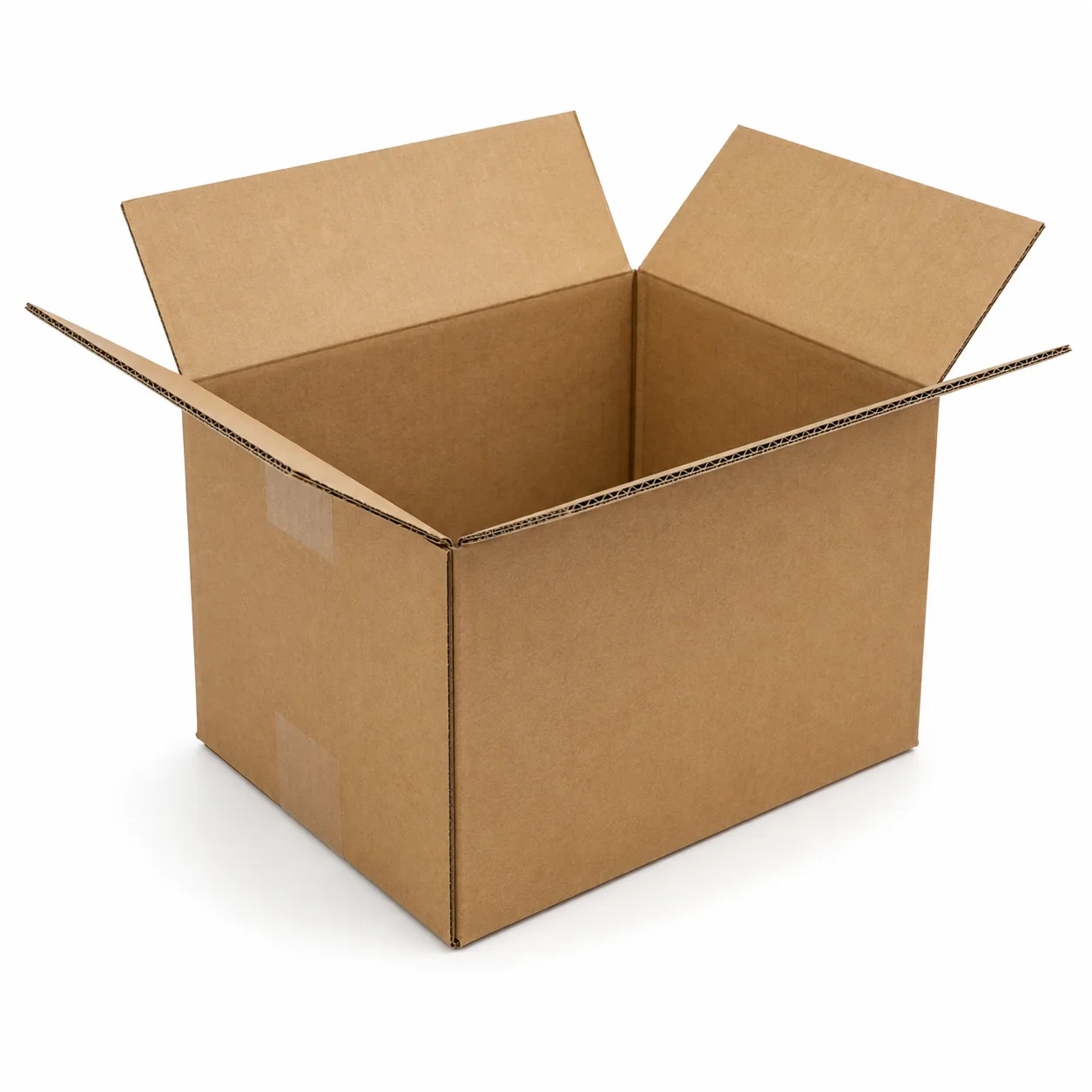 Side view of 9.75x9.75x6.75 inch brown corrugated shipping carton