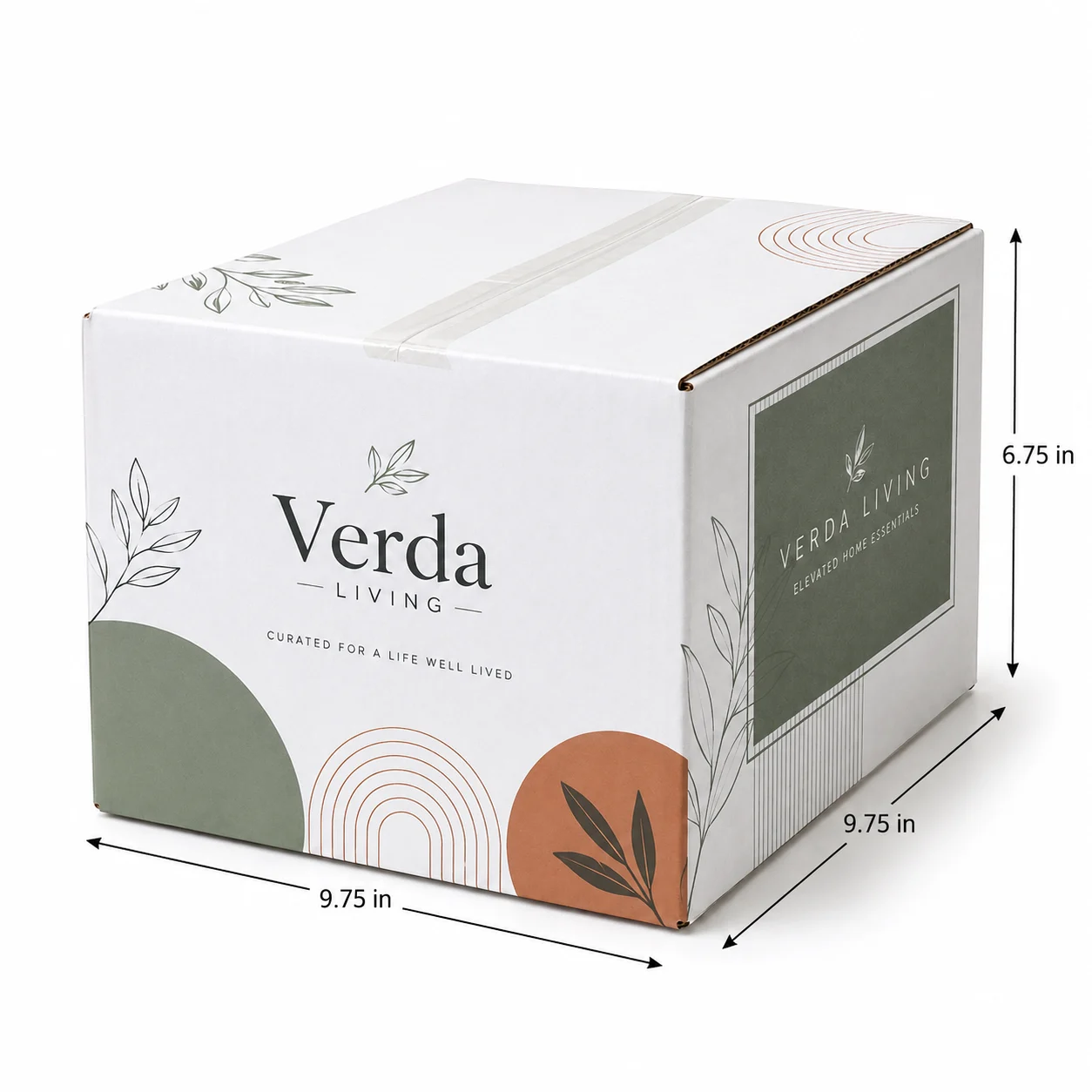 9.75x9.75x6.75 inch custom printed taped corrugated carton box with actual size dimensions by Boxwaale.in