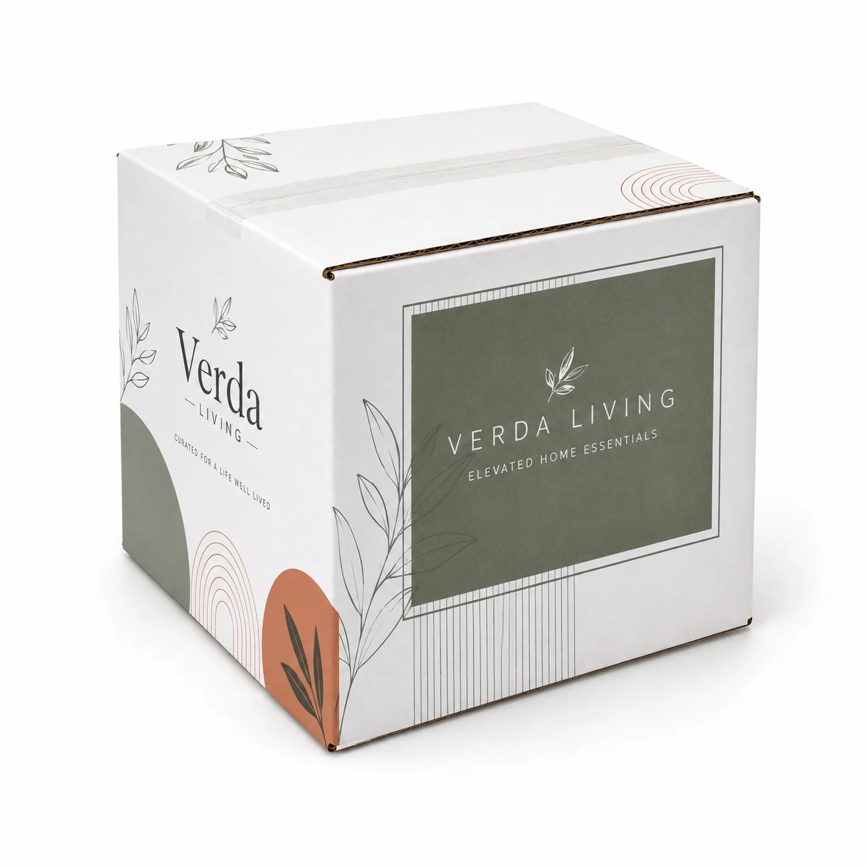 Side view of 9.75x9.75x6.75 inch custom printed corrugated shipping carton