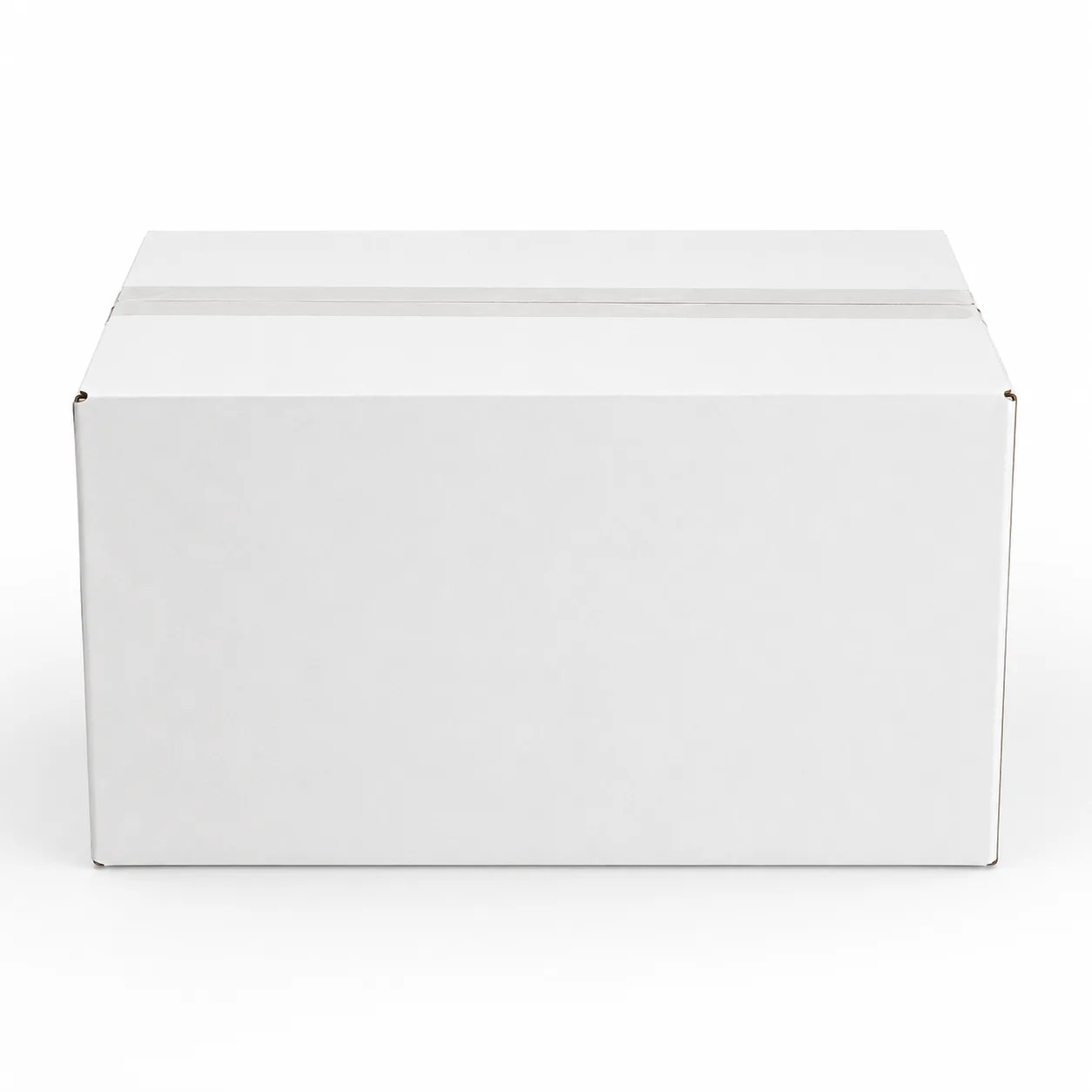 Side view of 7x11.5x6 inch white corrugated shipping carton