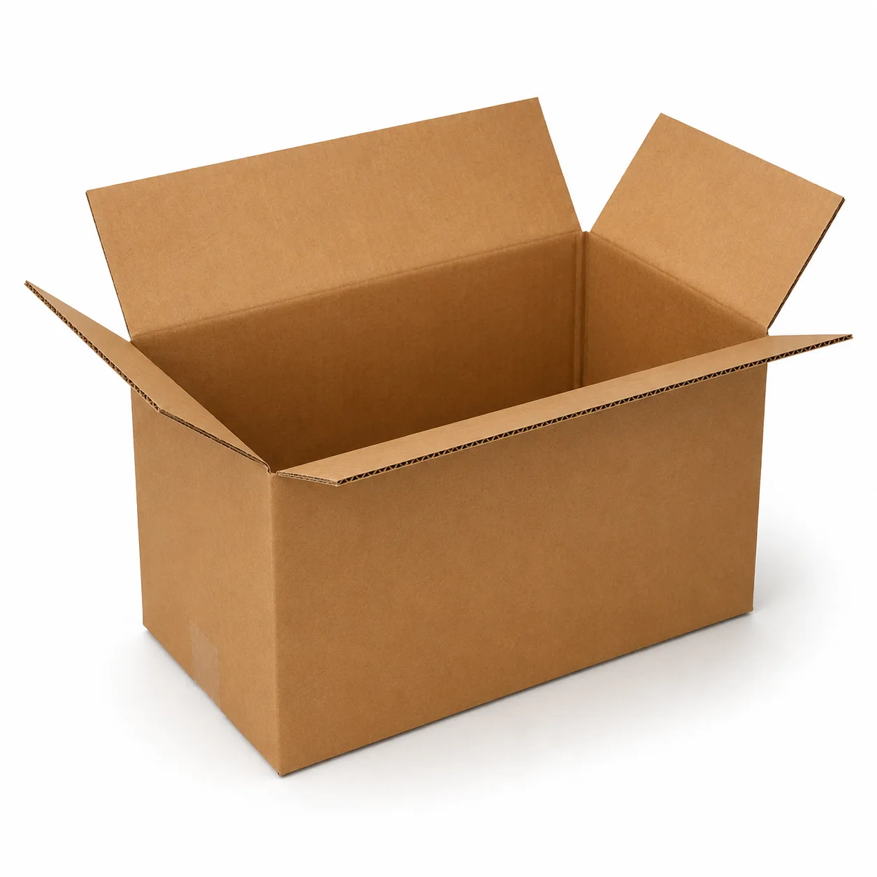 Top view of 7x11.5x6 inch brown carton box with adhesive tape seam