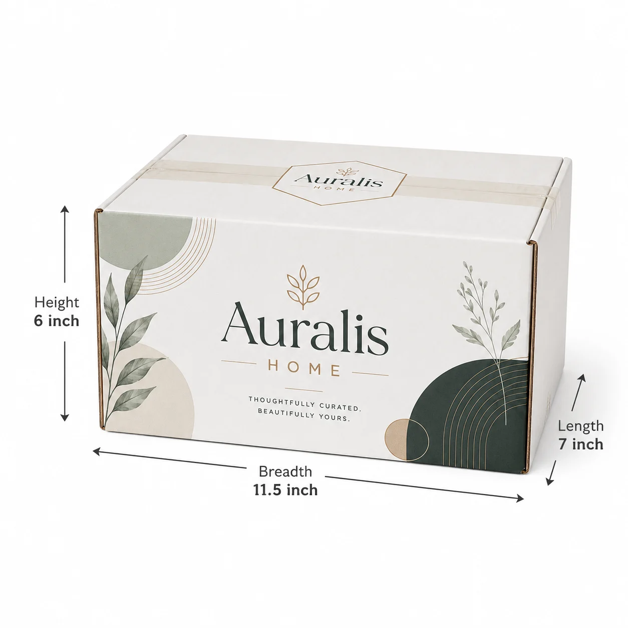 7x11.5x6 inch custom printed taped corrugated carton box with actual size dimensions by Boxwaale.in