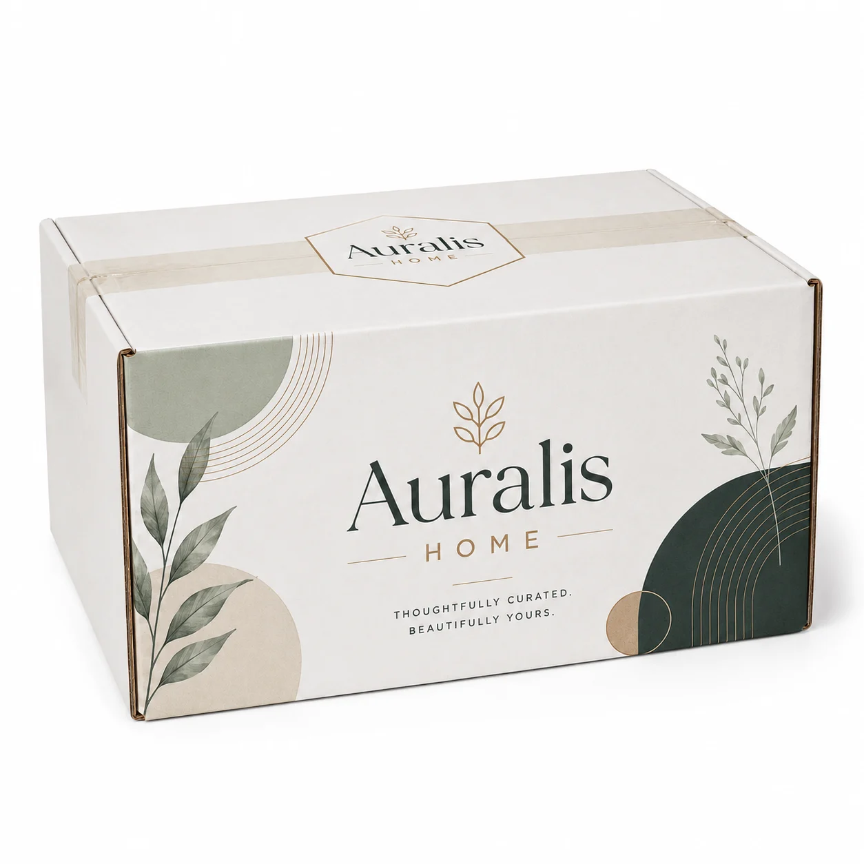 Side view of 7x11.5x6 inch custom printed corrugated shipping carton
