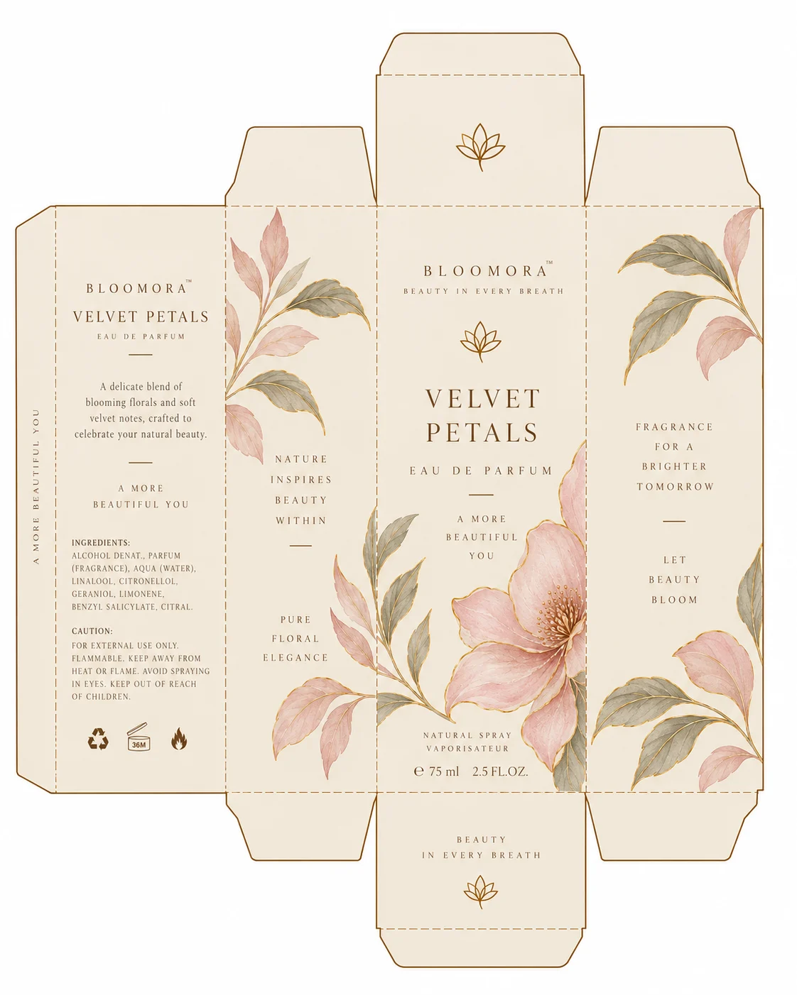 Open View of custom printed perfume sheet box by Boxwaale