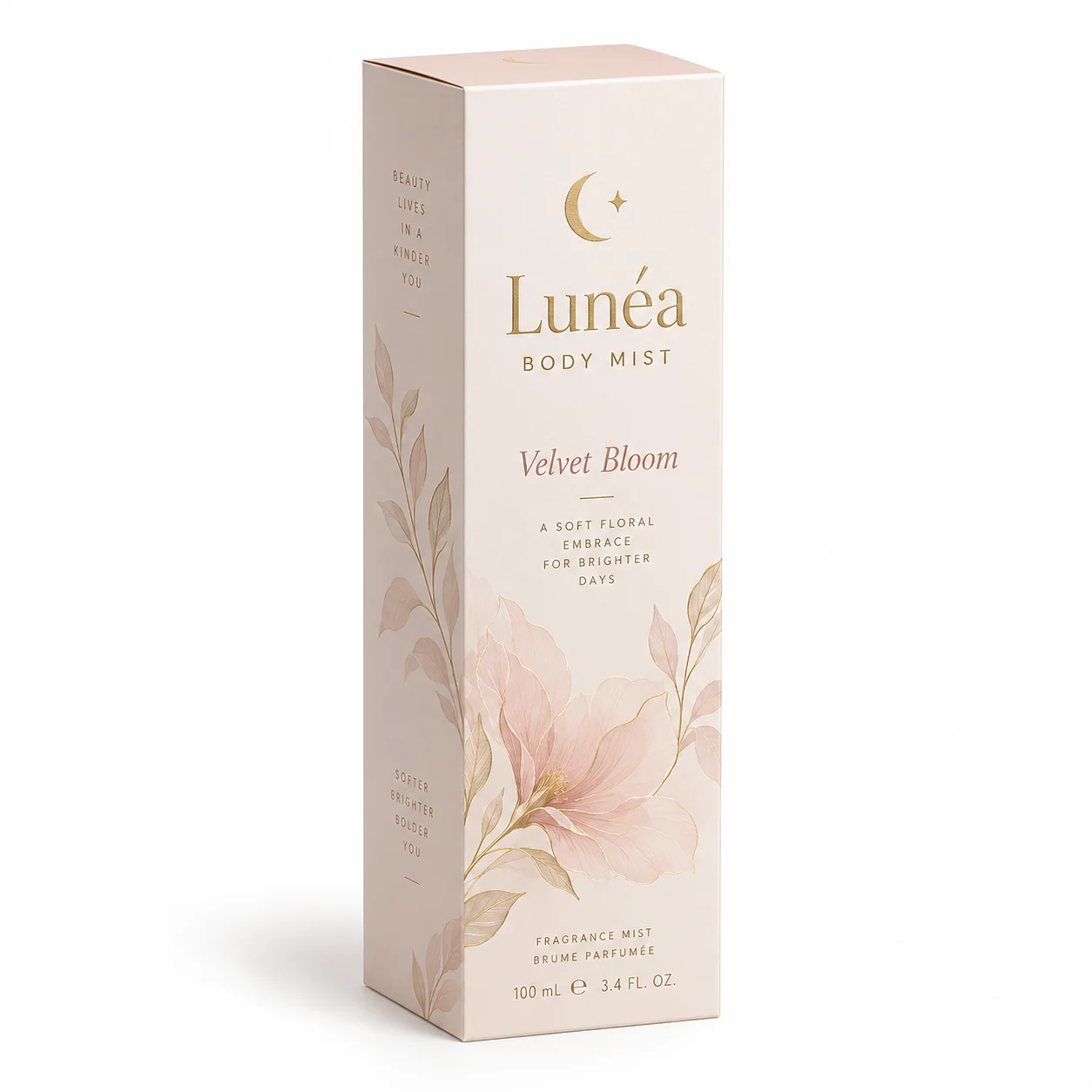 Front View of custom printed body mist sheet box by Boxwaale