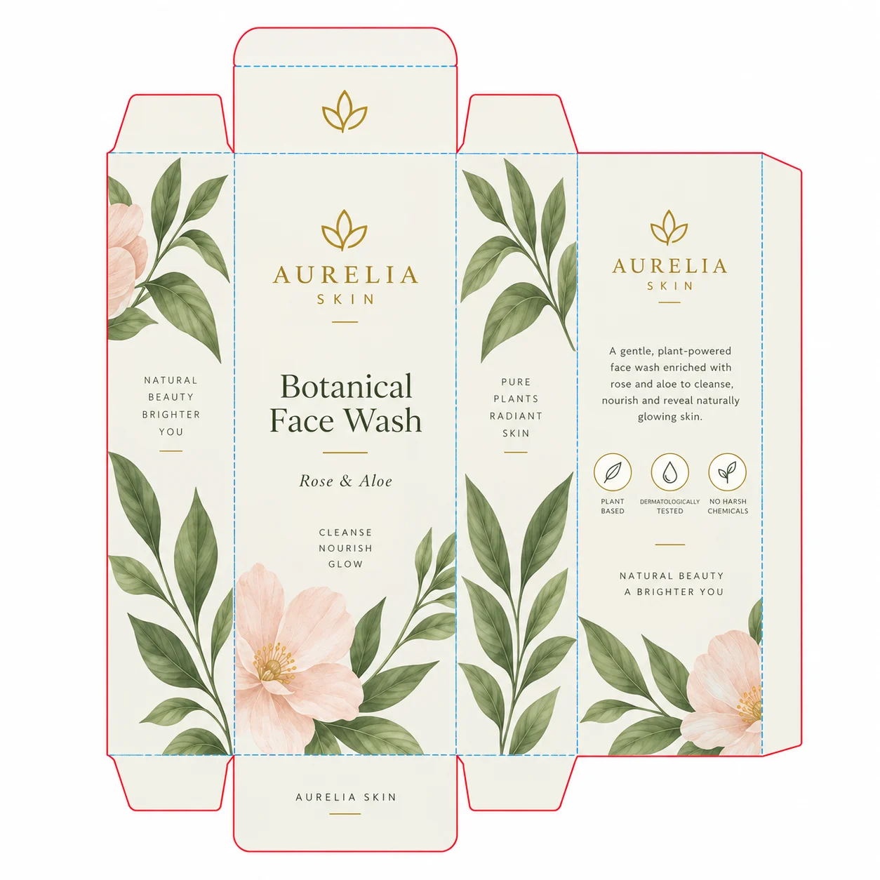 Open View of custom printed face wash sheet box by Boxwaale