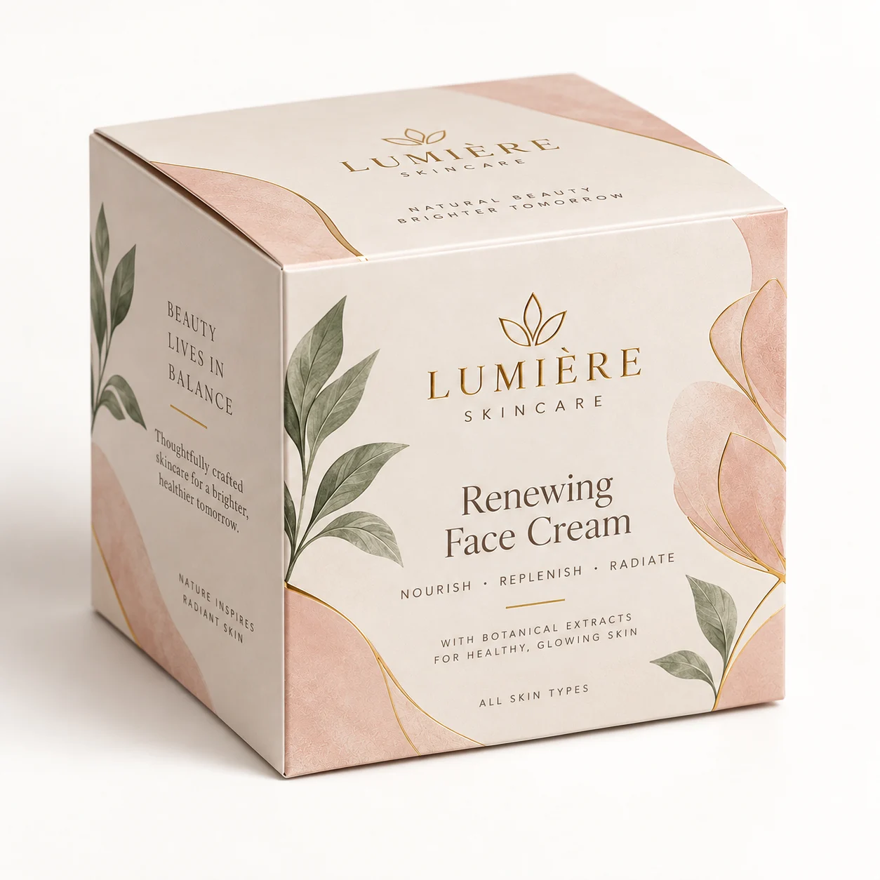 Front Angle of custom printed face cream sheet box by Boxwaale