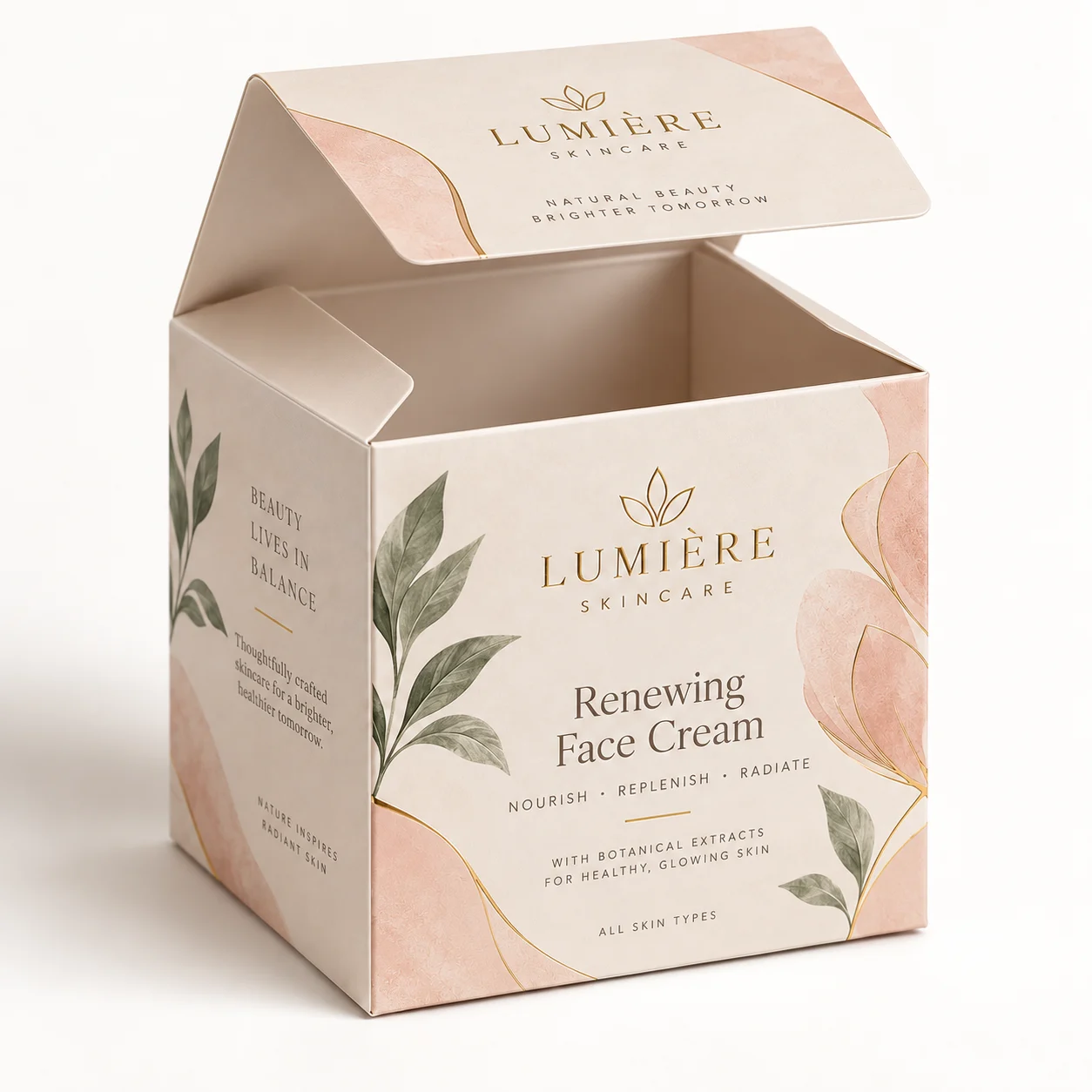 Front View of custom printed face cream sheet box by Boxwaale
