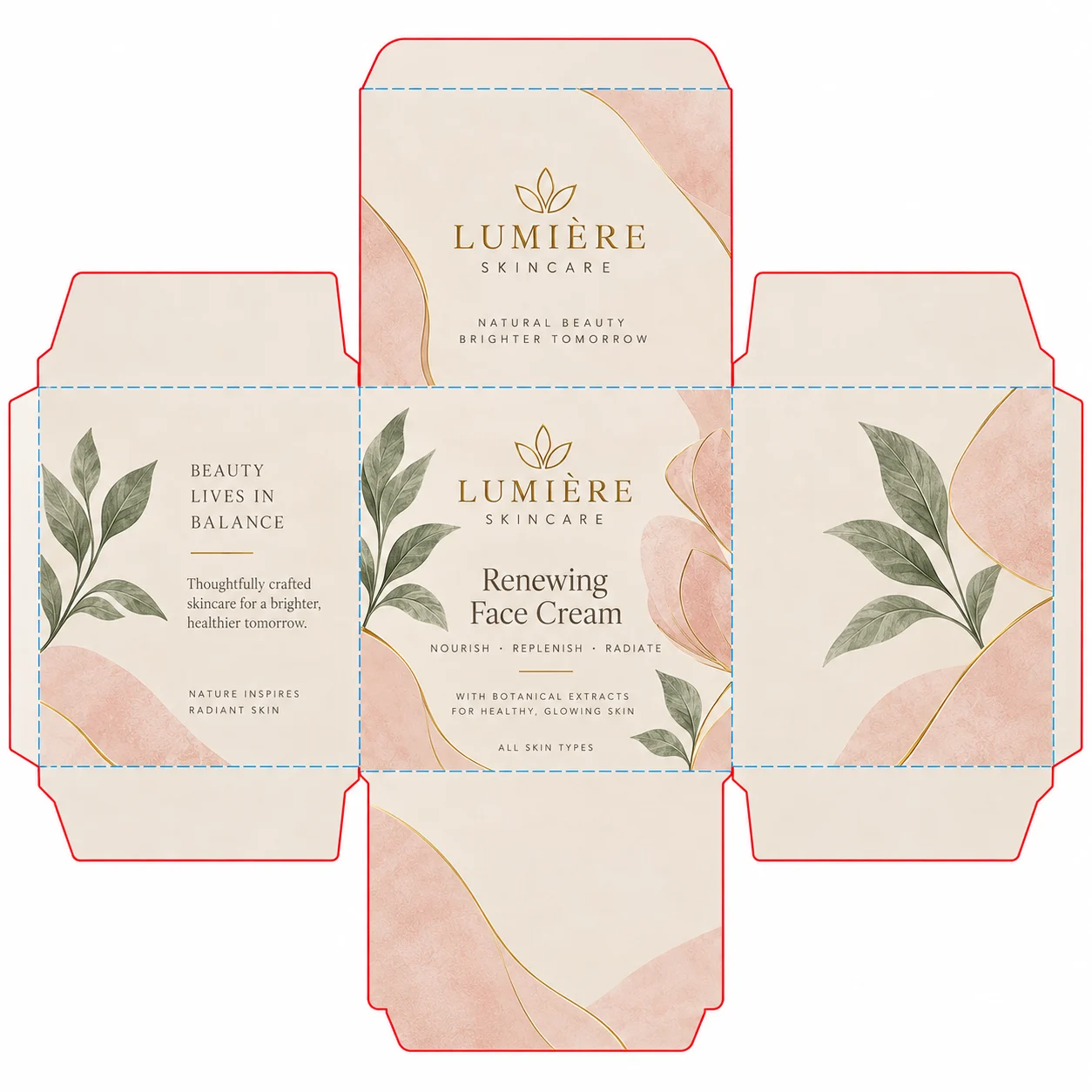 Open View of custom printed face cream sheet box by Boxwaale