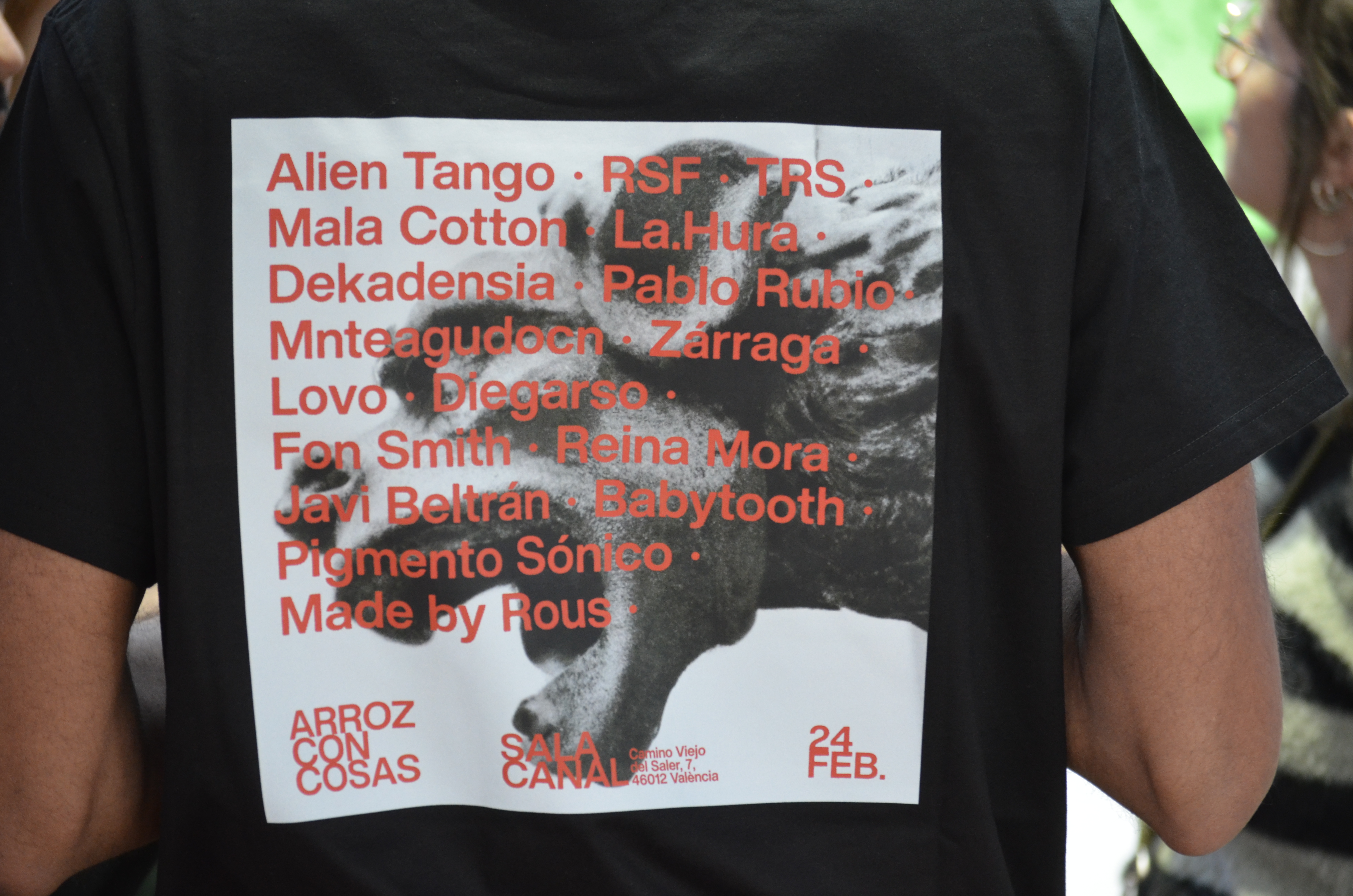 Fotografía del festival Arroz con Cosas, detalle de carteles.