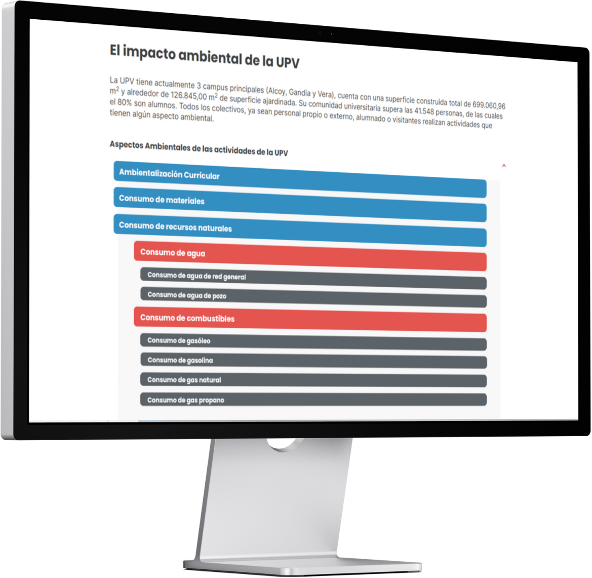 Mockup de la política ambiental de la UPV.