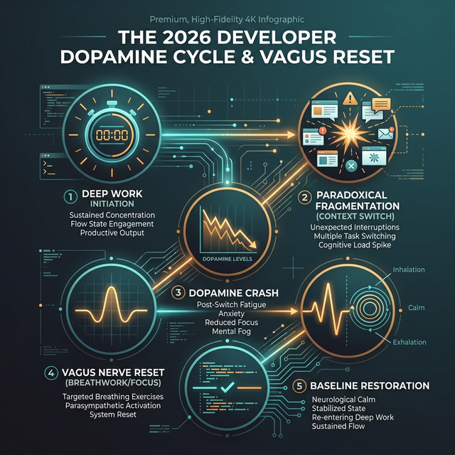 The 2026 Developer Dopamine Cycle & Vagus Reset Infographic