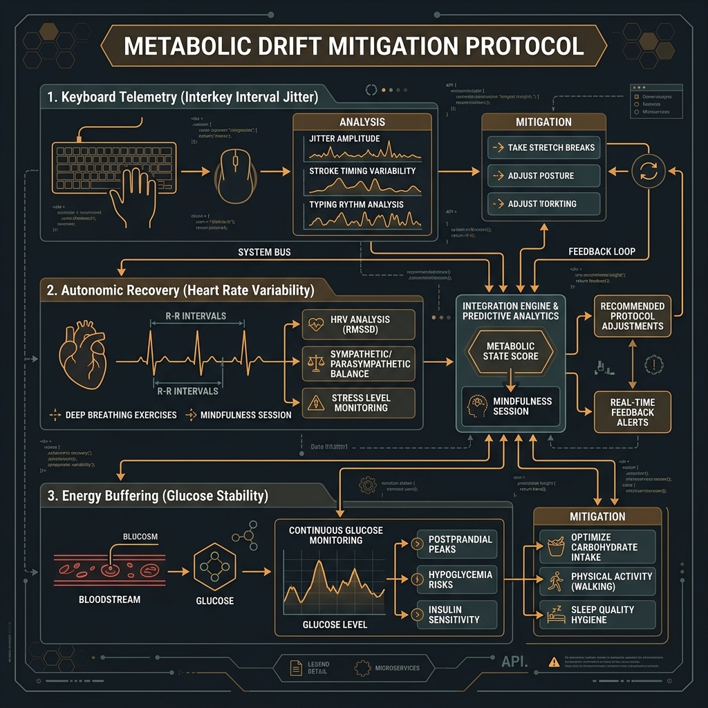 Metabolic Drift Mitigation Protocol Infographic mapping out IKI, HRV, and Glucose monitoring.