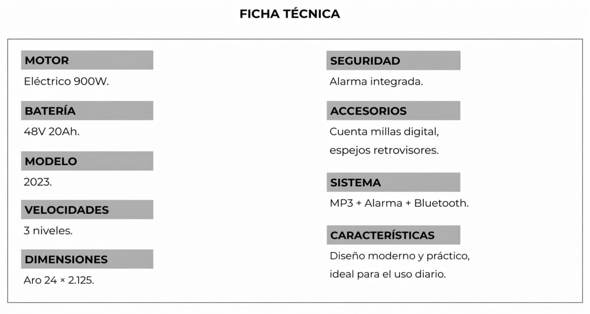 BICICLETA ELÉCTRICA MISHOZUKI 900W - imagen 2