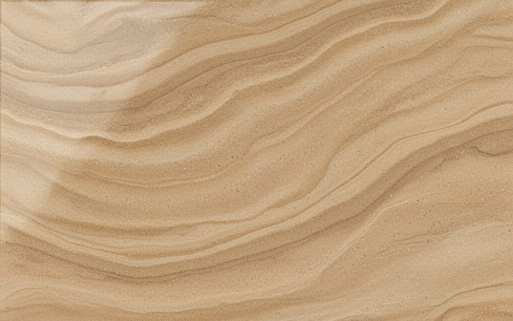 Desert Sand Sandstone sandstone — polished slab surface showing Tan/Beige coloring. Origin: India (Rajasthan). Hardness: 6 Mohs. Acid sensitivity: medium.