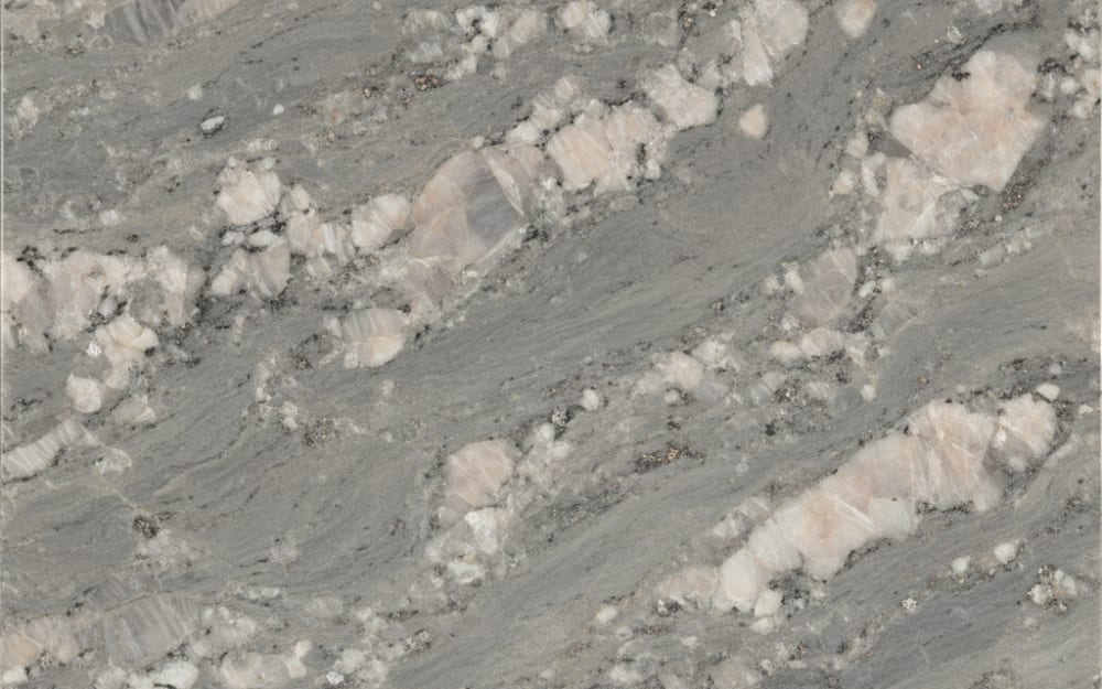 Eclipse Granite granite — polished slab surface showing Grey coloring. Origin: Brazil / India. Hardness: 6 Mohs. Acid sensitivity: none.