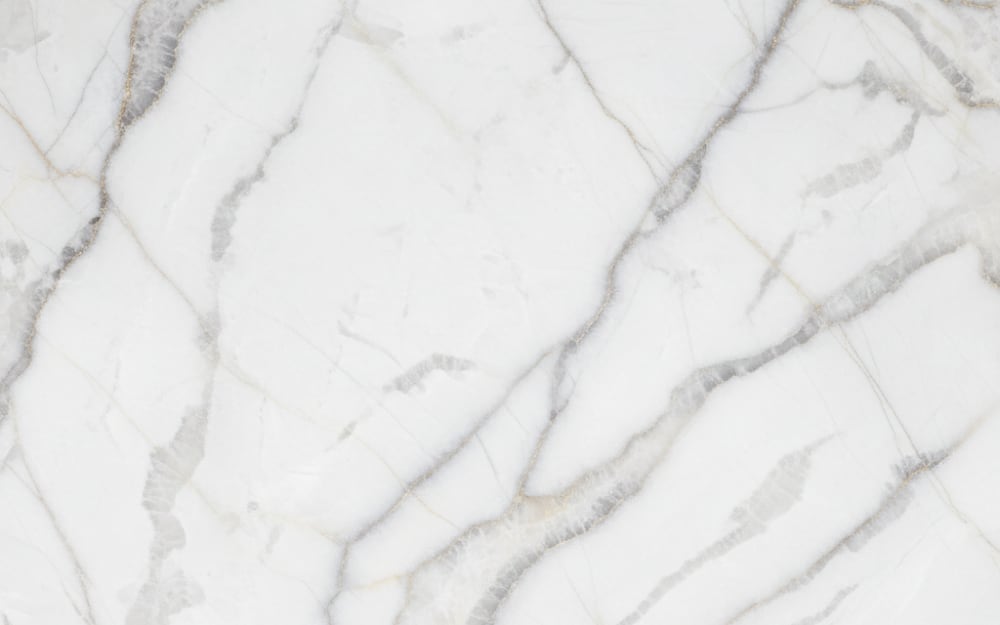Galapagos quartzite — polished slab surface showing Grey coloring. Origin: Brazil. Hardness: 7 Mohs. Acid sensitivity: low.
