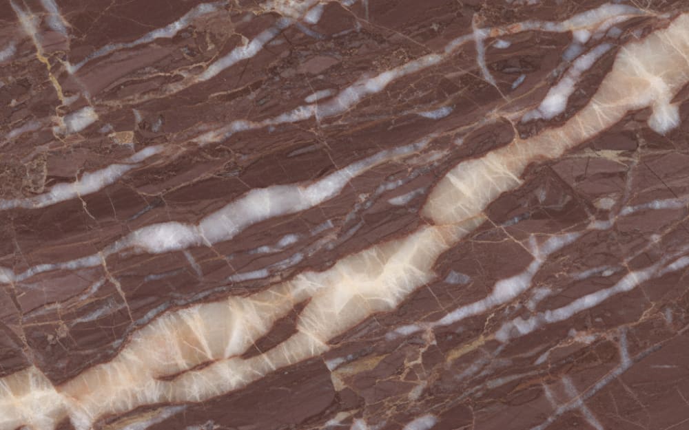 Rosa Portogallo marble — polished slab surface showing Red/Pink coloring. Origin: Portugal. Hardness: 3 Mohs. Acid sensitivity: high.