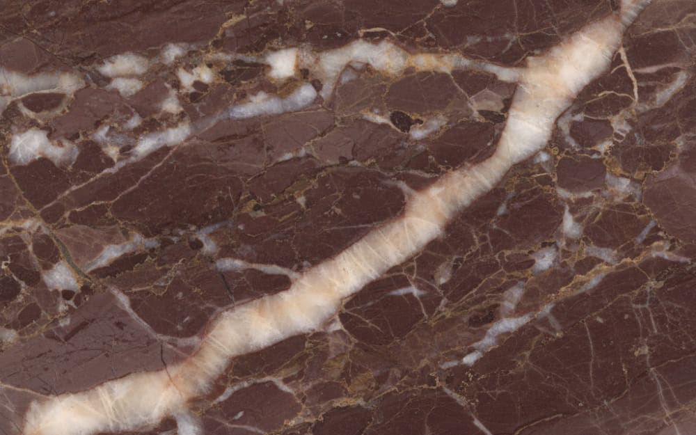 Rosso Verona marble — polished slab surface showing Red/Pink coloring. Origin: Italy (Verona, Veneto). Hardness: 3 Mohs. Acid sensitivity: high.