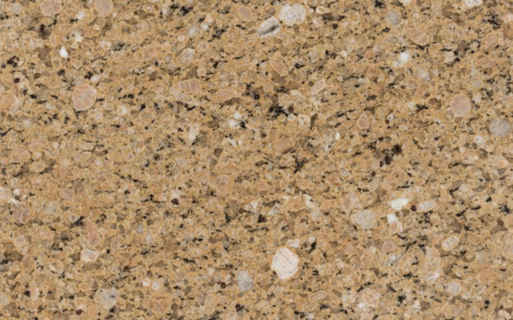 Tan Brown granite — polished slab surface showing Tan/Beige coloring. Origin: India (Andhra Pradesh). Hardness: 6 Mohs. Acid sensitivity: none.
