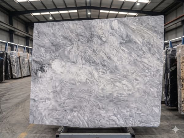 Arabescatus marble polished slab surface texture — White tones, quarried from Italy (Carrara)