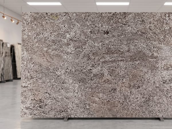 Arctic Sand granite polished slab surface texture — Tan/Beige tones, quarried from Brazil