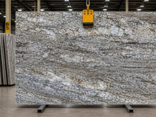 Blue Dunes granite polished slab surface texture — Blue tones, quarried from India