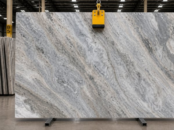 Blue Fantasy granite polished slab surface texture — Blue tones, quarried from Norway / Brazil