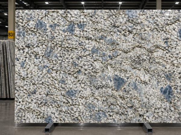 Blue Flower granite polished slab surface texture — Blue tones, quarried from Brazil / China