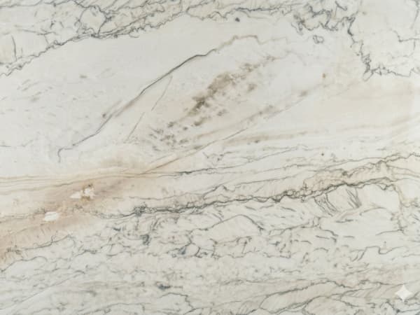 Calacatta Macaubas quartzite polished slab surface texture — Grey tones, quarried from Brazil (Minas Gerais)