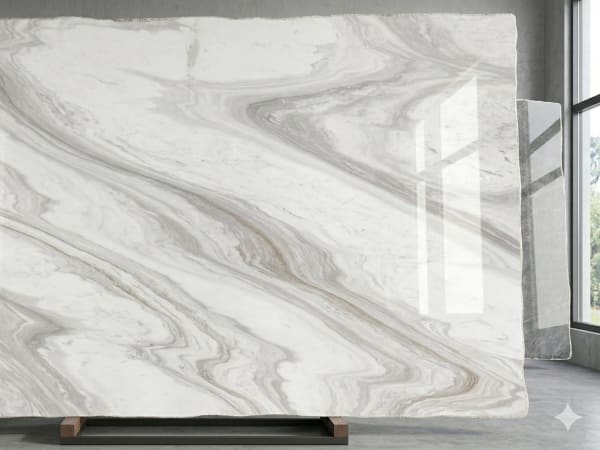 Calacatta White Diamond marble polished slab surface texture — White tones, quarried from Italy (Carrara)