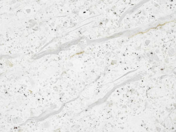 New River White granite polished slab surface texture — White tones, quarried from Brazil