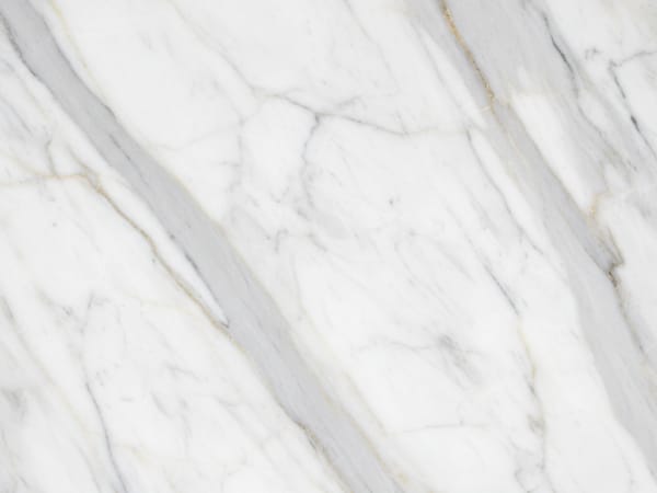 Statuario Venato marble polished slab surface texture — White tones, quarried from Italy (Apuan Alps — Carrara)