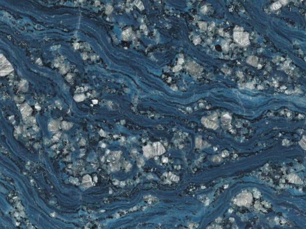 Verde Labrador granite polished slab surface texture — Blue tones, quarried from Norway