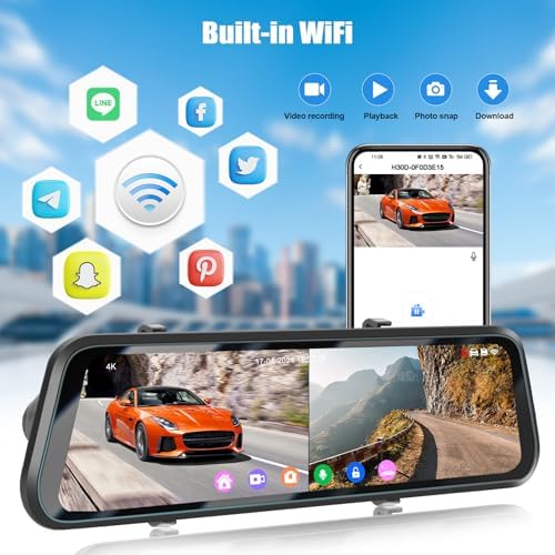 Vue 2 de Camecho Wifi Miroir Dashcam