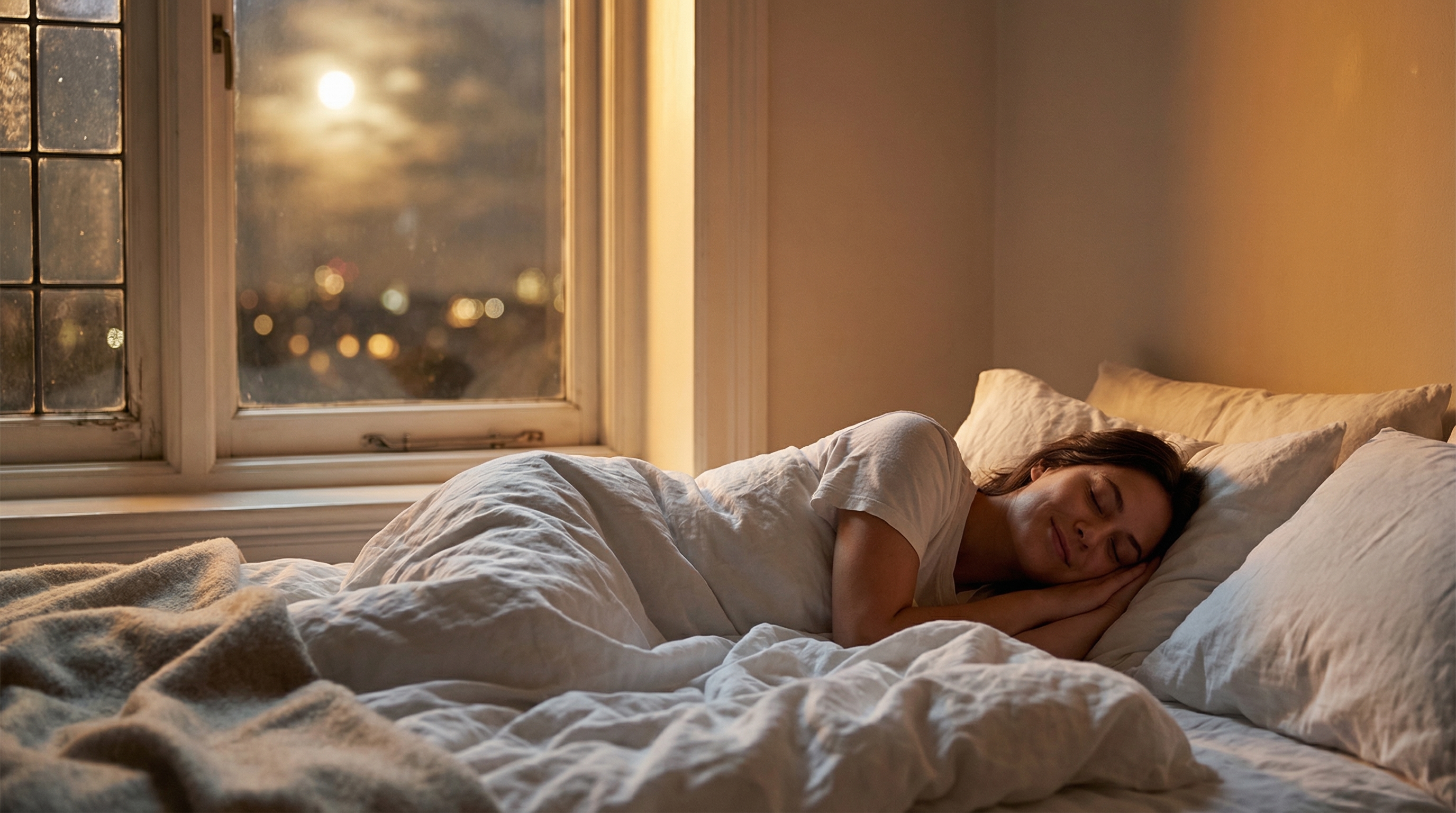 Peaceful sleep - person sleeping beautifully in moonlight