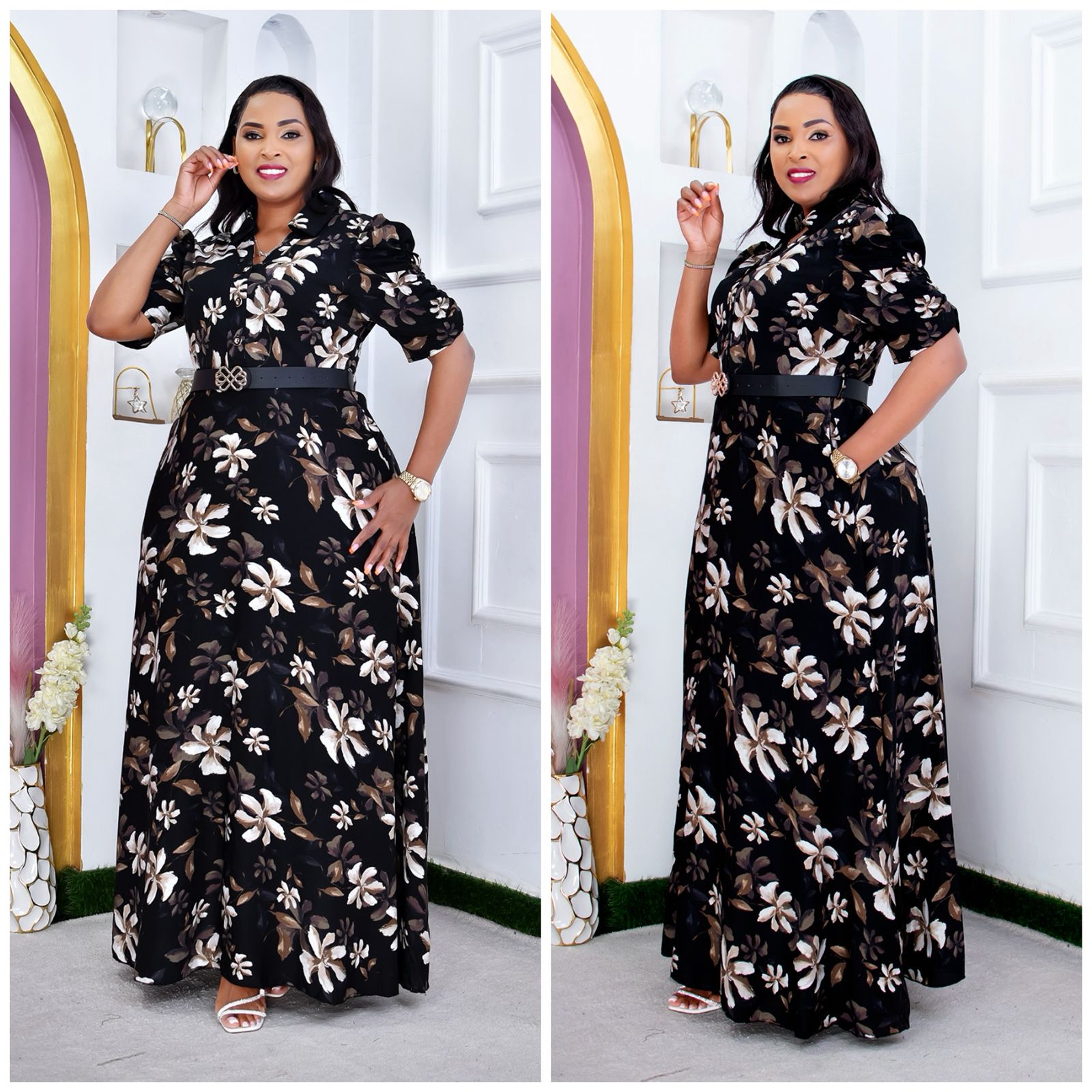 Flora Puff-Sleeve Maxi Dress
