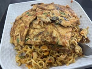 Noodles and egg