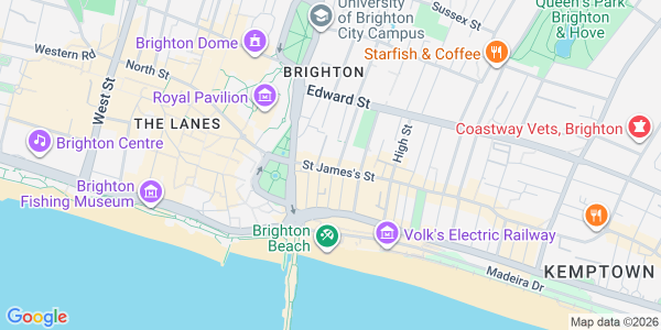 Map showing Purezza Brighton