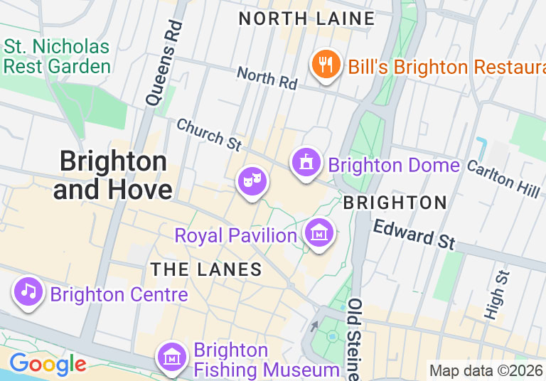 Map showing Redroaster at Brighton Dome