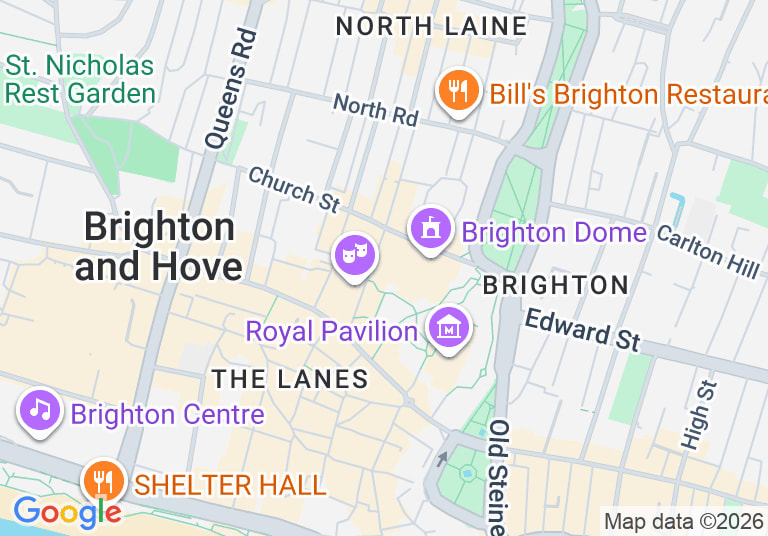 Map showing Redroaster at Brighton Dome