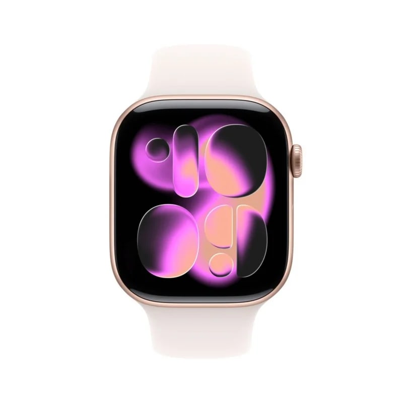 Apple Watch Series 11 GPS 46 მმ ვარდისფერი ოქროსფერი ალუმინის კორპუსით ღია მოწითალო სპორტული სამაჯურით - M/L (MEV74RK/A) - Image 2