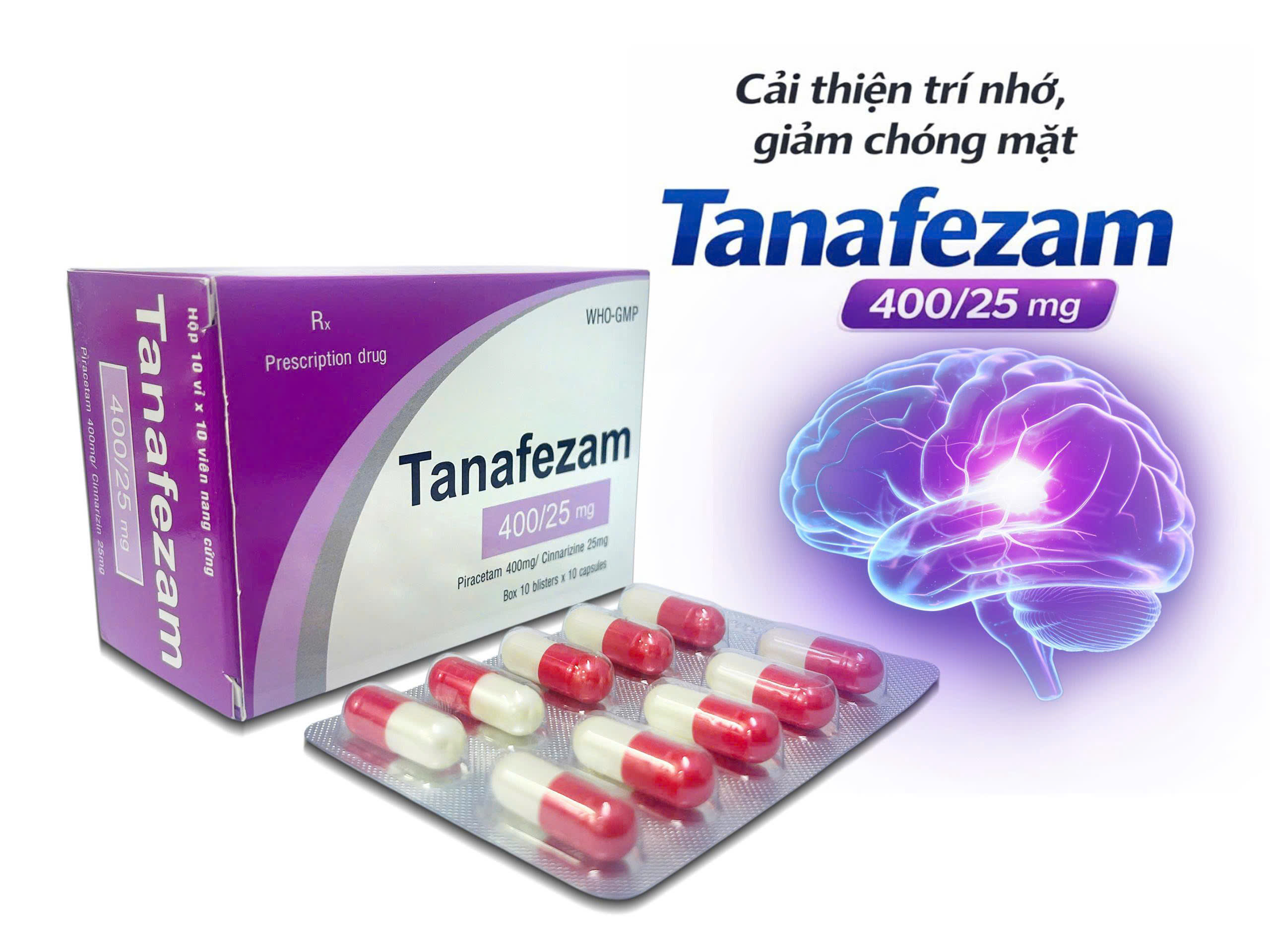 Tanafezam 400/25mg Thành Nam (Hộp 10 Vỉ x 10 Viên)