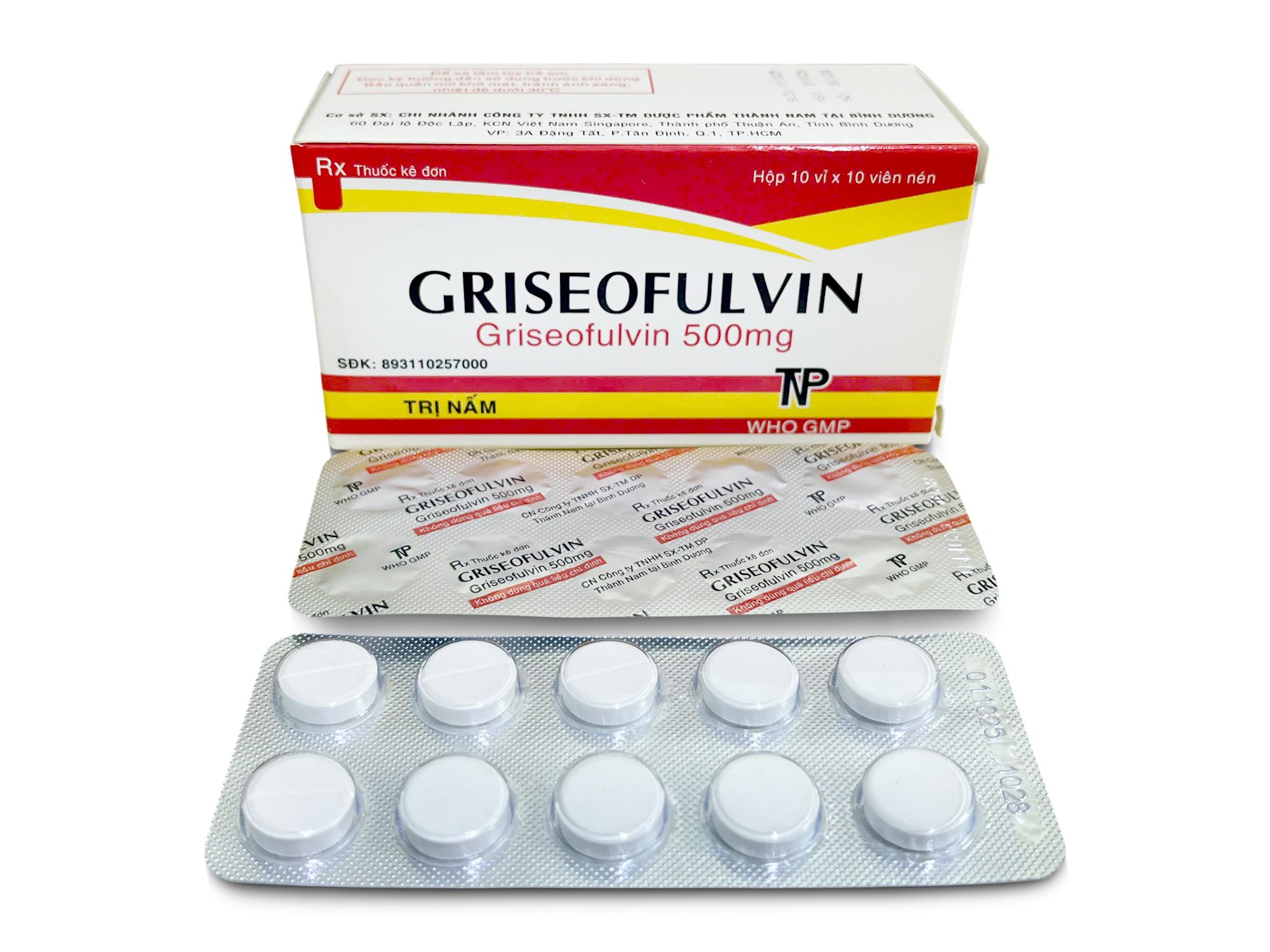 Griseofulvin 500mg Thành Nam (Hộp 10 Vỉ x 10 Viên)