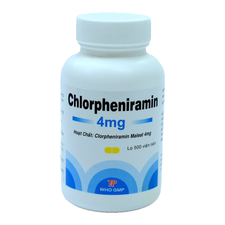 Chlorpheniramin 4mg Thành Nam (Chai 500 Viên Nén Dài Vàng)