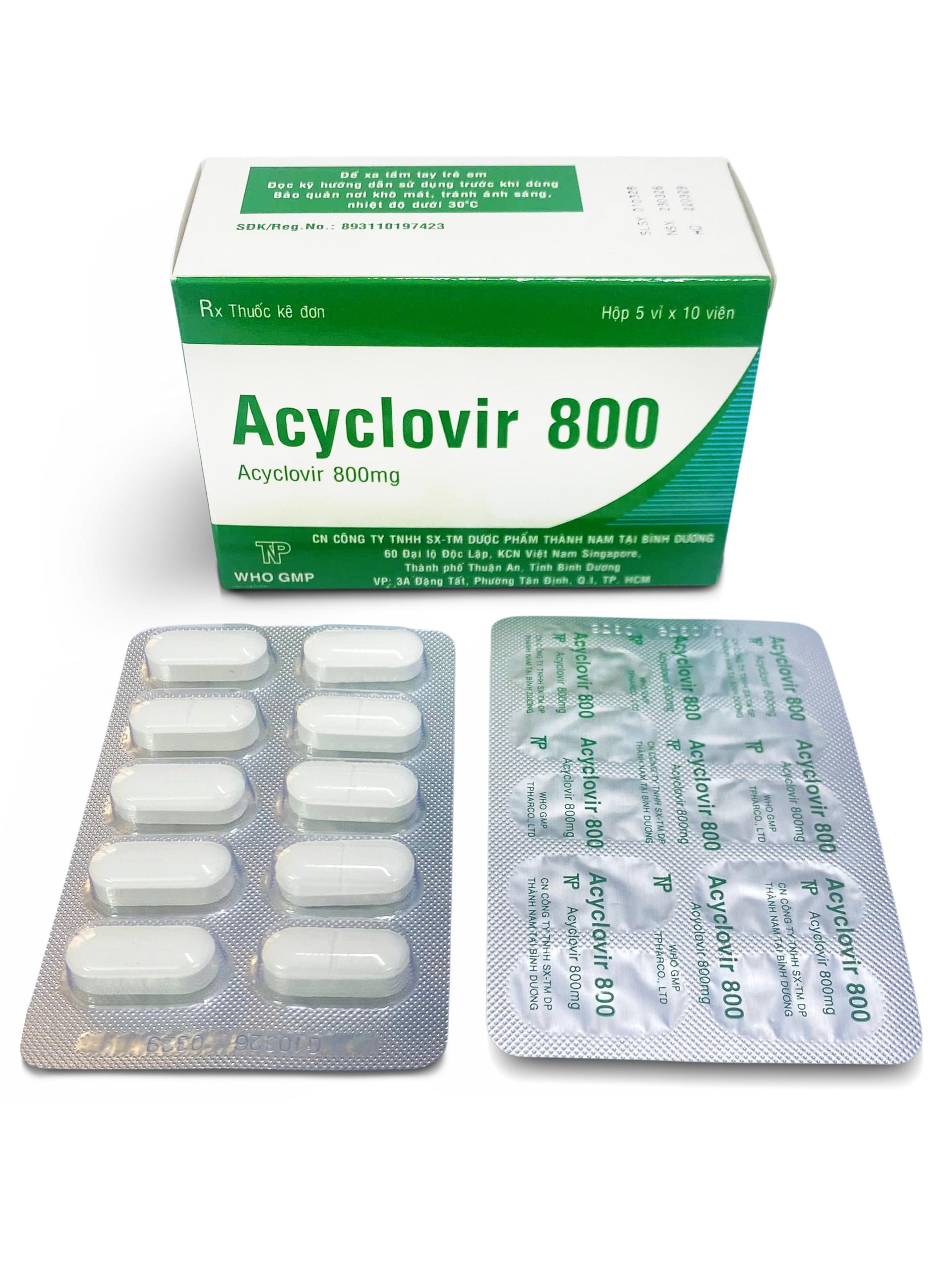 Acyclovir 800 Thành Nam (Hộp 50 viên nén bao phim)