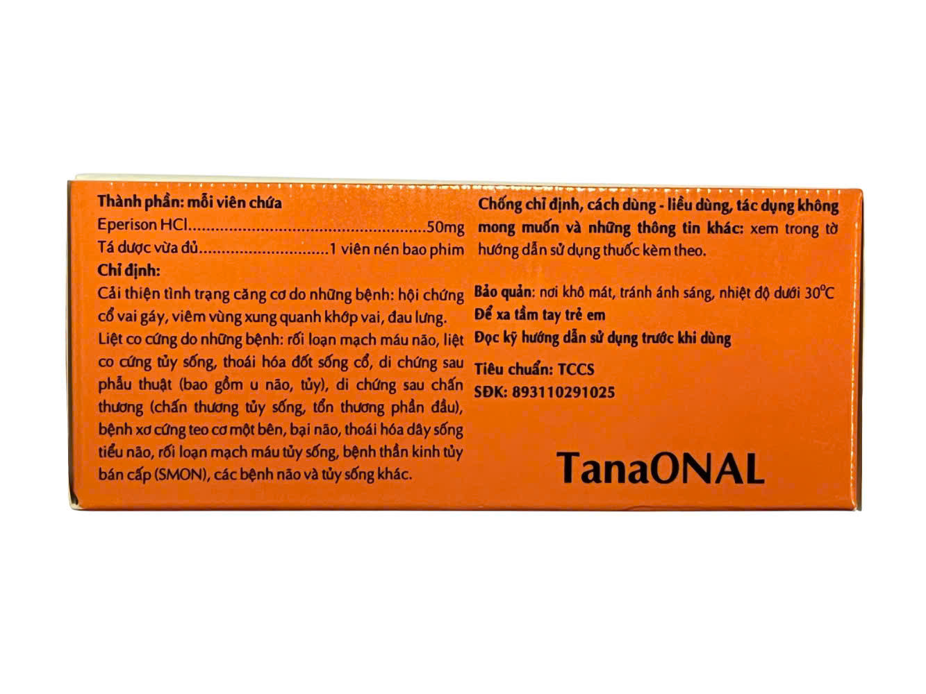 TanaOnal 50mg Thành Nam (Hộp 10 Vỉ x 10 Viên)