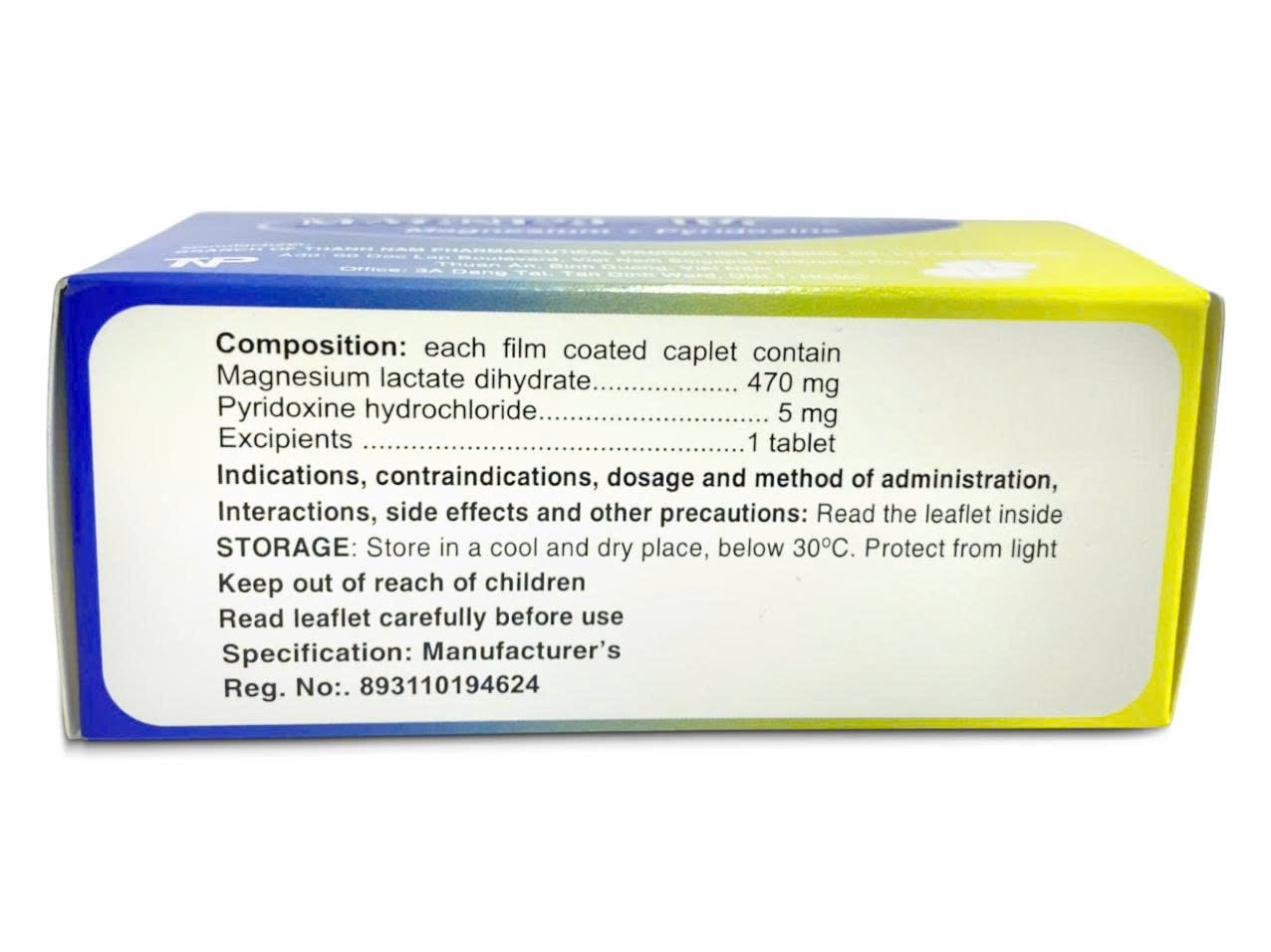 Magnesium - B6 - Tana Thành Nam (Hộp 10 Vỉ x 10 Viên)
